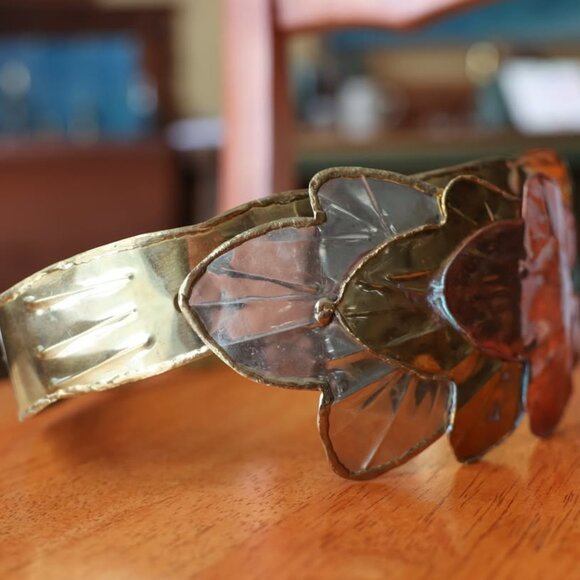 Vintage Handmade Brass, Copper & Silver Leaf Corset Belt